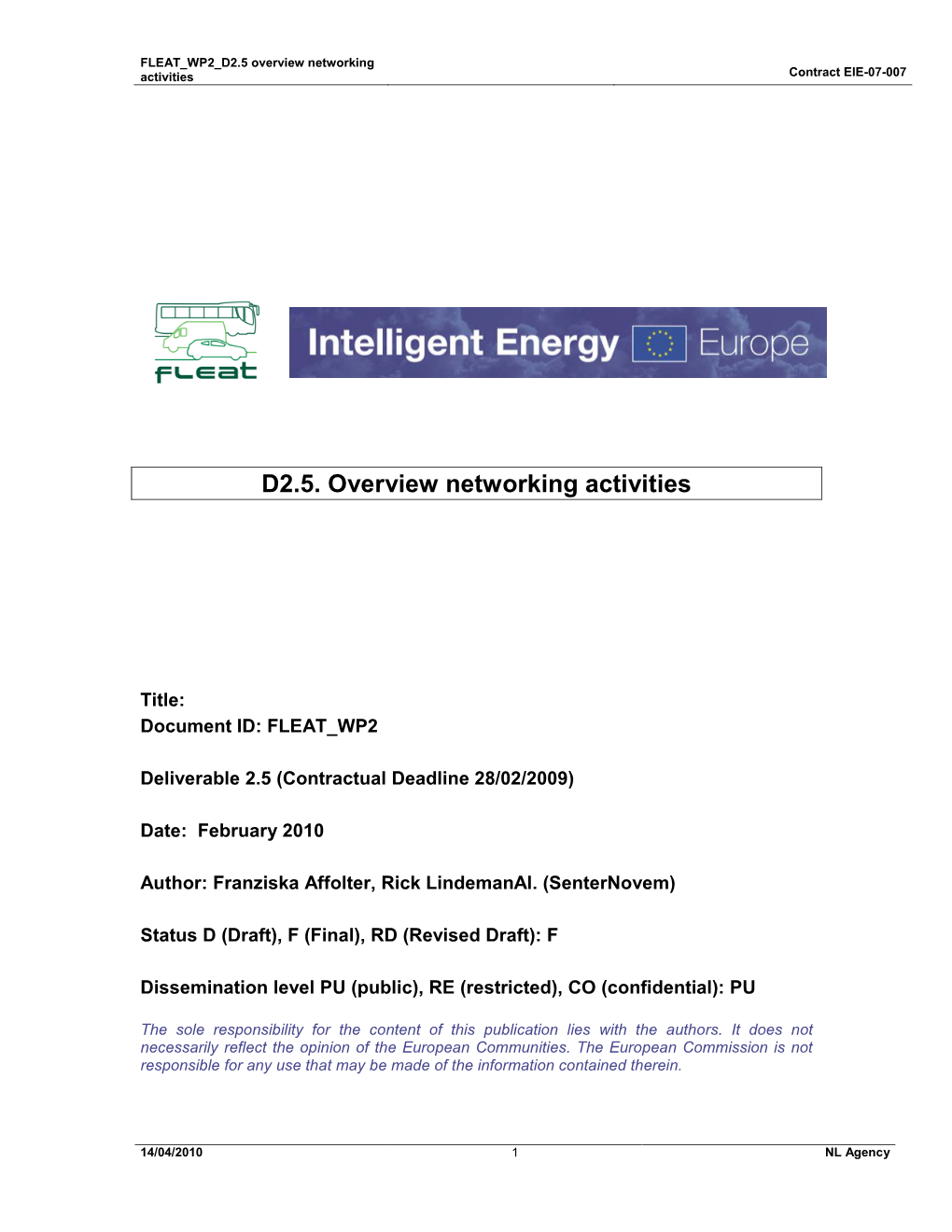 D 2.5 Final Report on Networking Activities