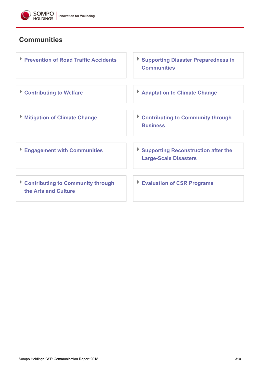 SOMPO Holdings CSR Communication Report 2018 Key