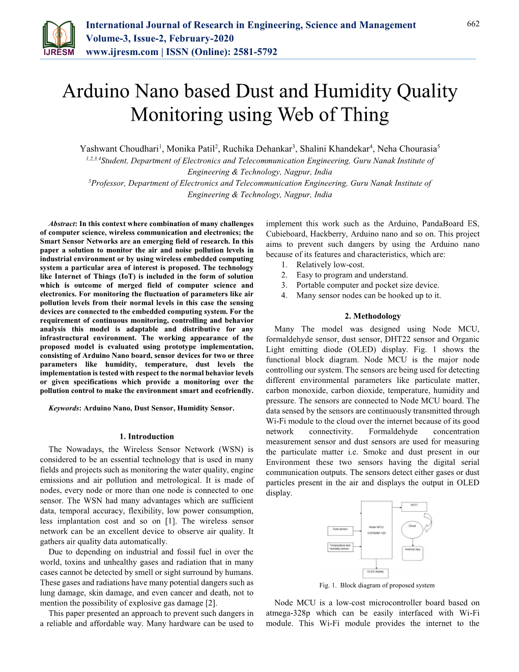 Arduino Nano Based Dust and Humidity Quality Monitoring Using Web of Thing