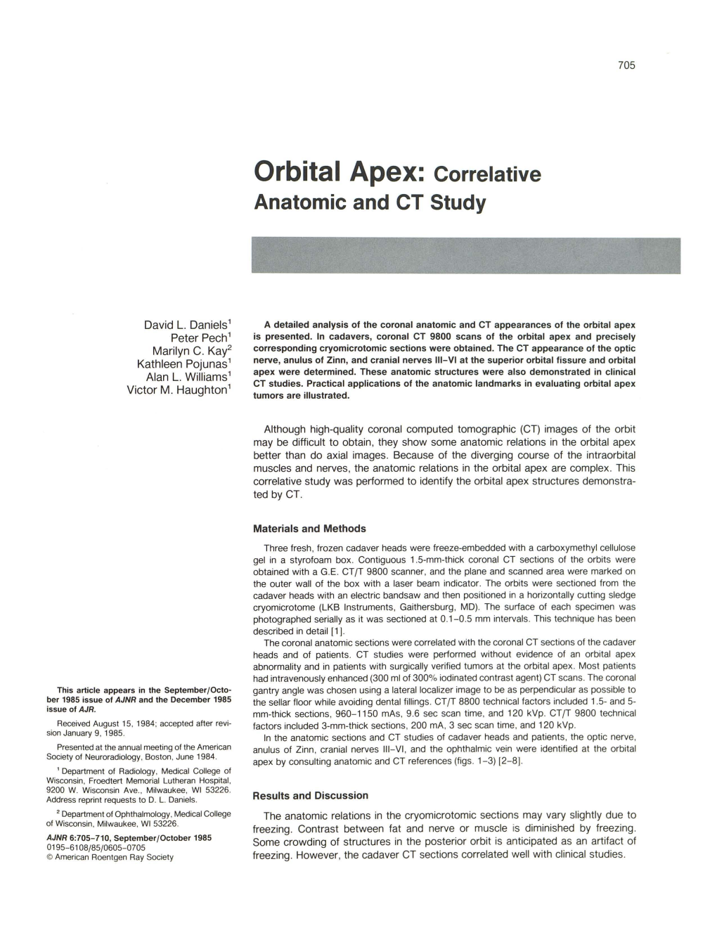 Orbital Apex: Correlative Anatomic and CT Study