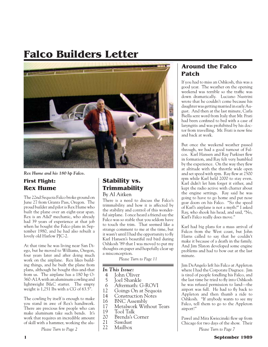 Falco Builders Letter Around the Falco Patch If You Had to Miss an Oshkosh, This Was a Good Year