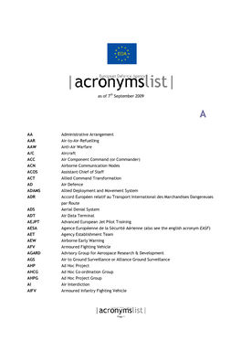 List of EDA Acronyms As of 7 September 2009