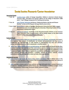 Social Justice Research Center Newsletter