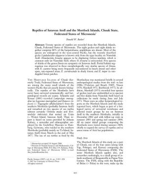 Reptiles of Satawan Atoll and the Mortlock Islands, Chuuk State, Federated States of Micronesia1