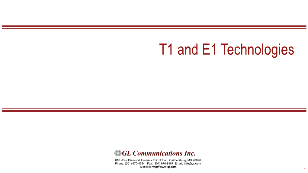 T1 and E1 Technologies