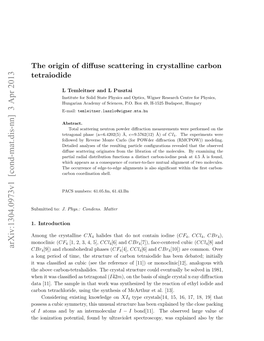 The Origin of Diffuse Scattering in Crystalline Carbon Tetraiodide