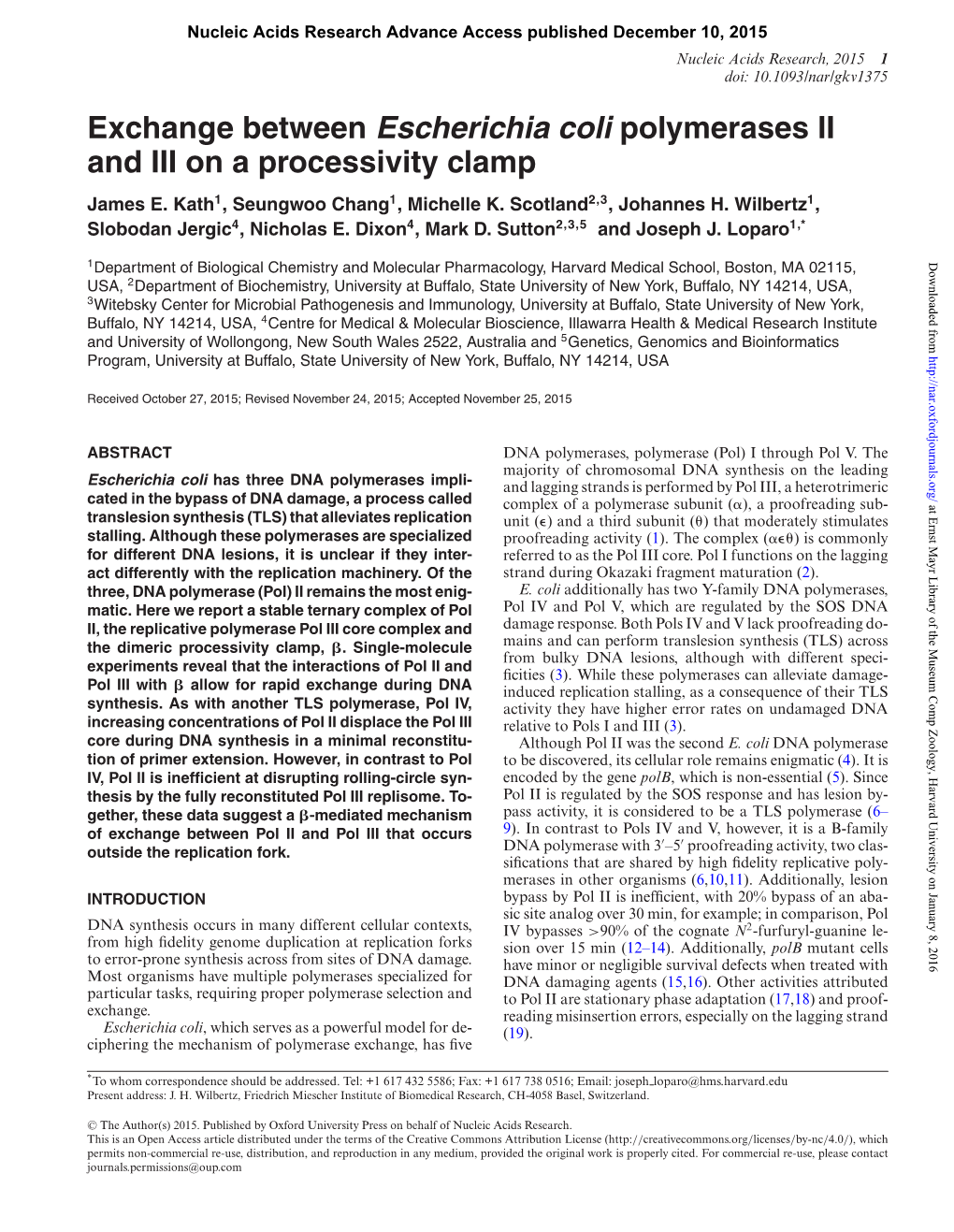 Exchange Between Escherichia Coli Polymerases II and III on a Processivity Clamp James E