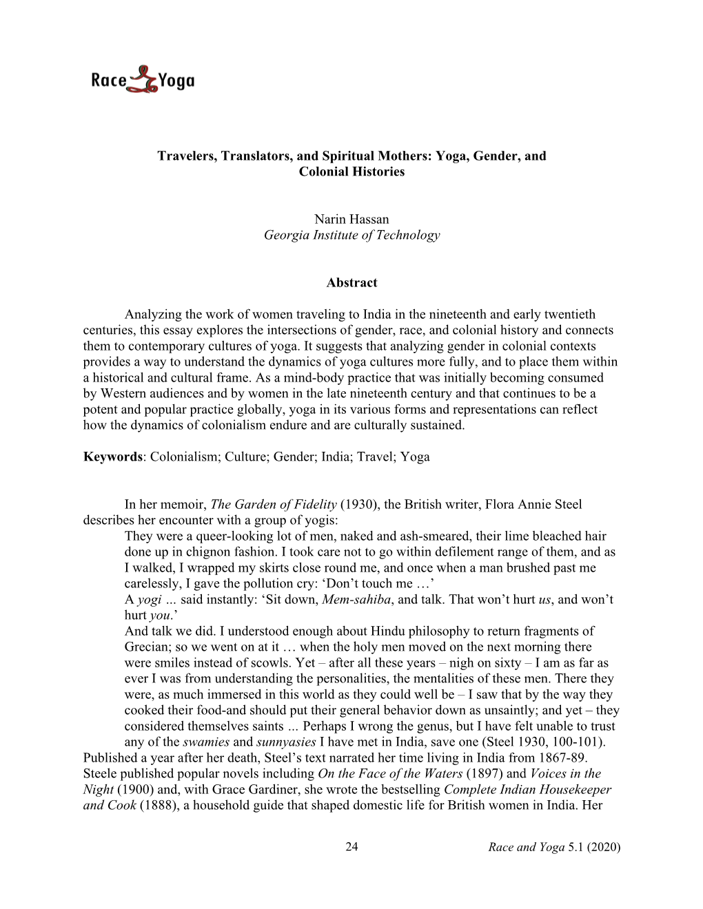 Travelers, Translators, and Spiritual Mothers: Yoga, Gender, and Colonial Histories