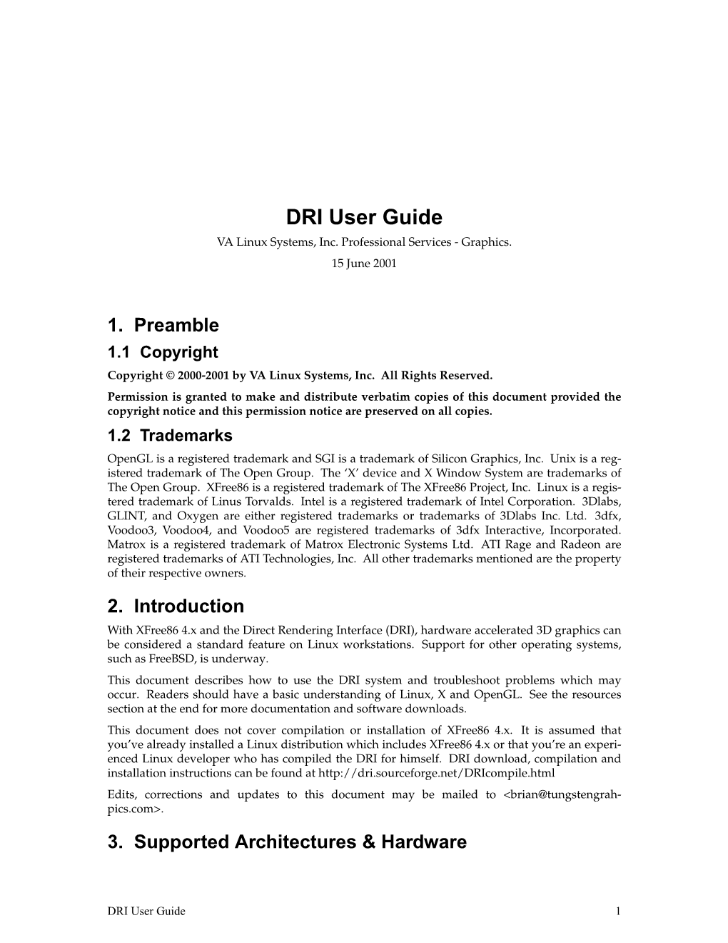 DRI User Guide VA Linux Systems, Inc