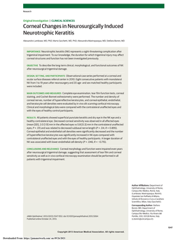 Corneal Changes in Neurosurgically Induced Neurotrophic Keratitis