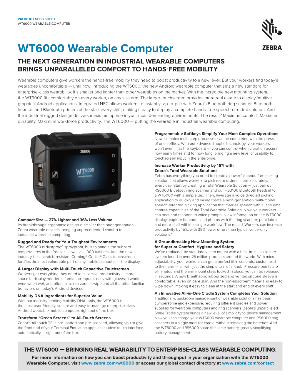 WT6000 Wearable Computer Specification Sheet