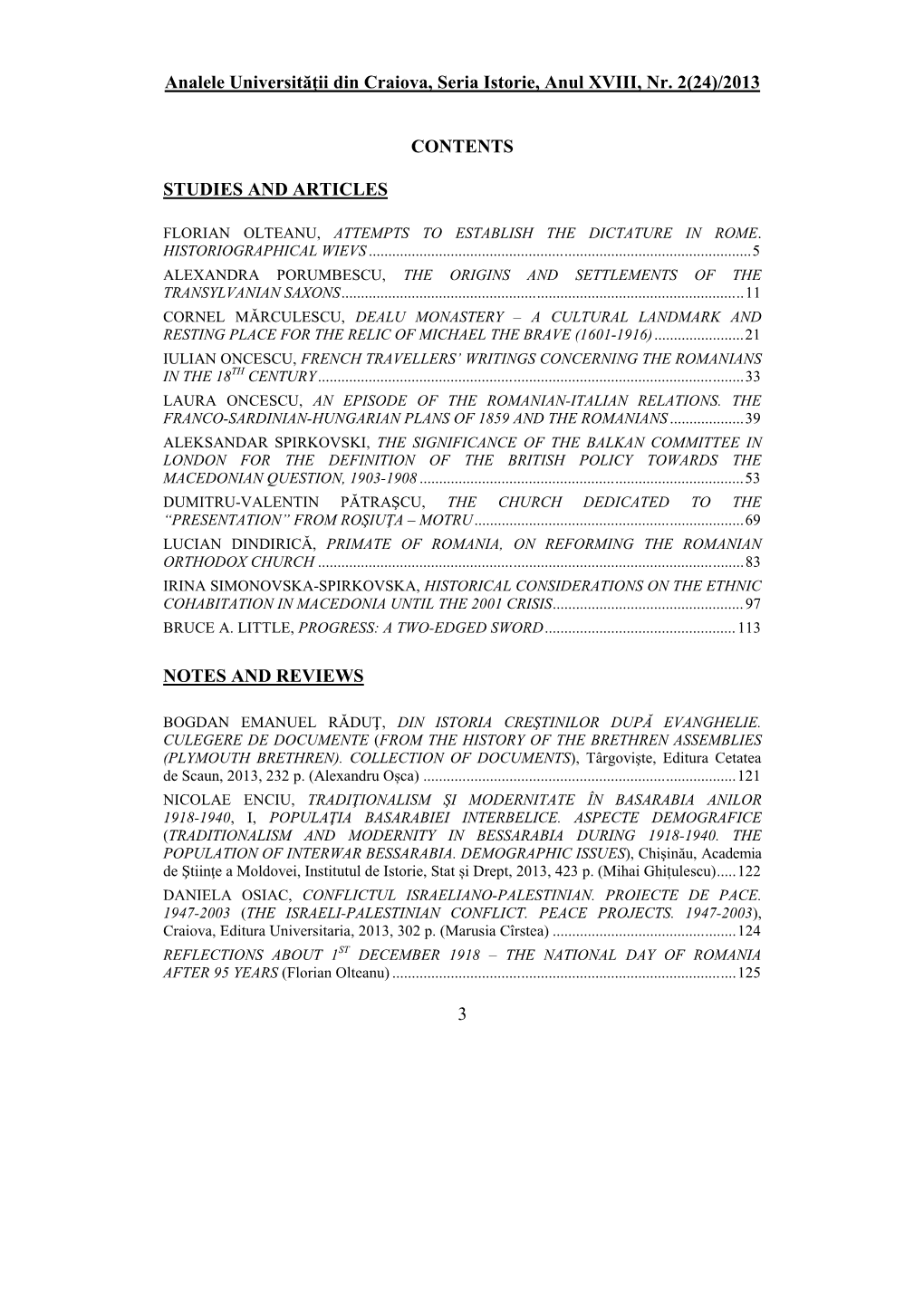 Analele Universităţii Din Craiova, Seria Istorie, Anul XVIII, Nr. 2(24)/2013