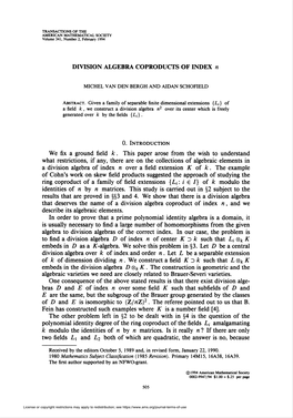 DIVISION ALGEBRA COPRODUCTS of INDEX N