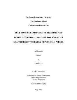 The Promises and Perils of National Identity for American Seafarers of the Early Republican Era