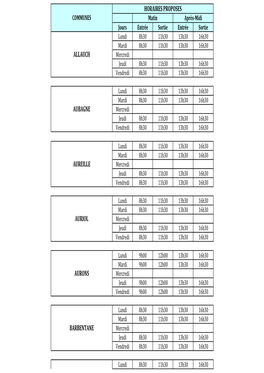 Barbentane Horaires Proposes Allauch Aureille