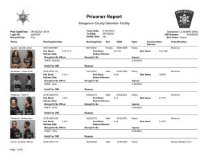 Prisoner Report Sangamon County Detention Facility