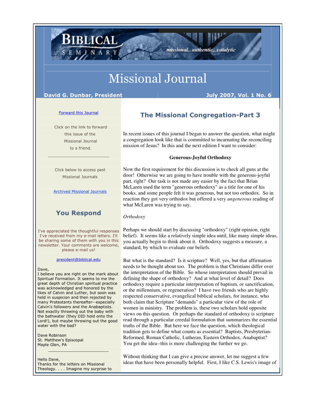 The Missional Congregation, Part 3