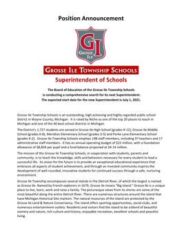 Position Announcement Superintendent of Schools