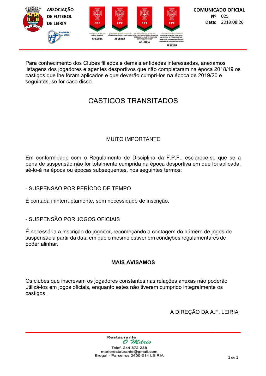 Castigos Transitados