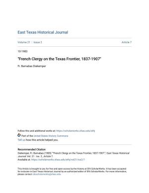 "French Clergy on the Texas Frontier, 1837-1907"