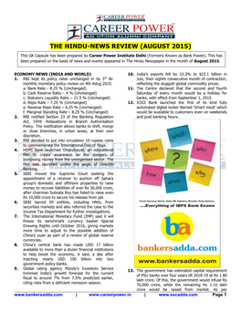 The Hindu-News Review (August 2015)