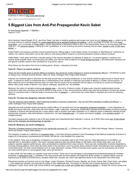 5 Biggest Lies from Antipot Propagandist Kevin Sabet