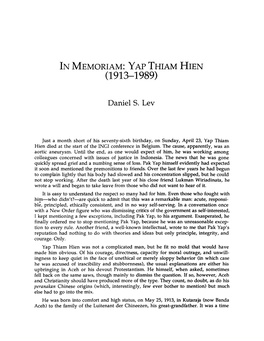 In Memoriam: Yap Thiam Hien (1913- 1989)
