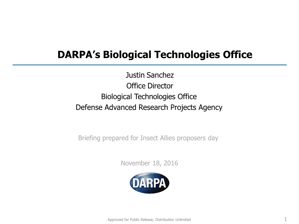 DARPA's Biological Technologies Office