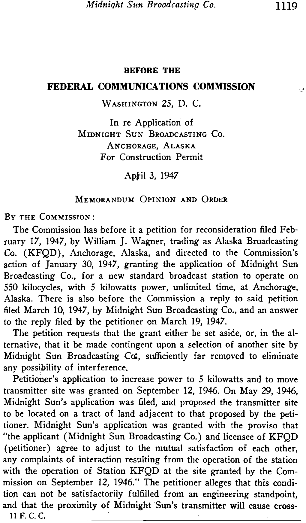 Midnight Sun Broadcasting Co. in Re Application of for Construction