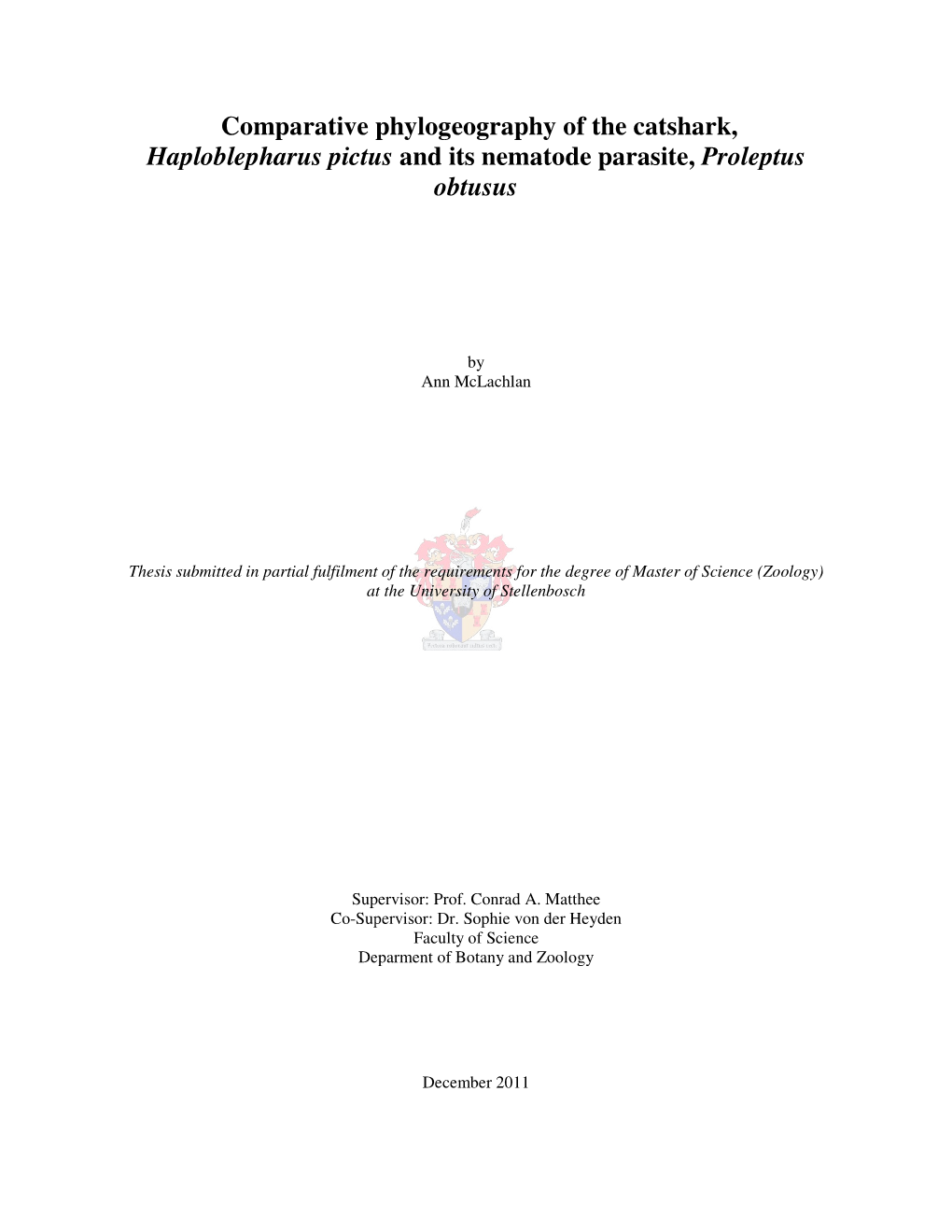 Comparative Phylogeogra Haploblepharus Pictus Mparative