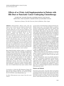 Effects of Ω-3 Fatty Acid Supplementation in Patients With