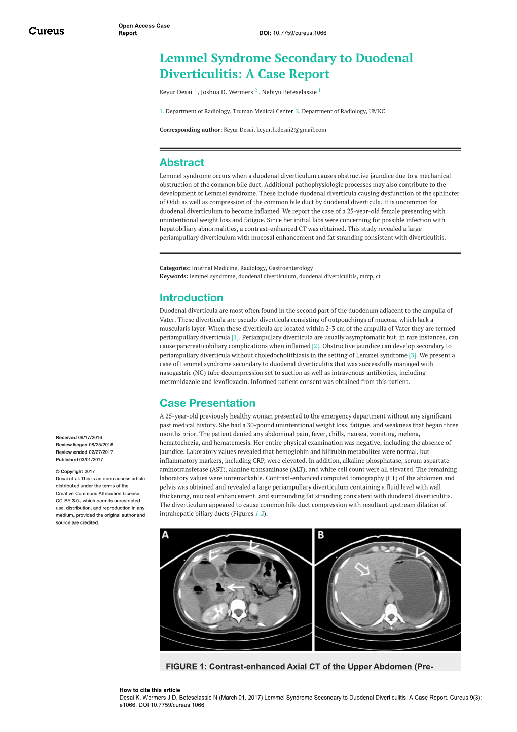 Lemmel Syndrome Secondary to Duodenal Diverticulitis: a Case Report