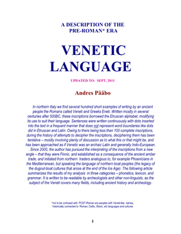 The Venetic Language