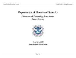 Department of Homeland Security Science and Technology Directorate
