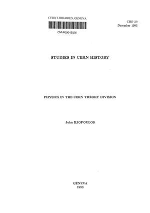 Physics in the Cern Theory Division