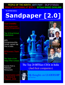 Sandpaper [2.0] Fall 2003 Issue Volume 2 Birla Institute of Technology & Science Alumni Magazine