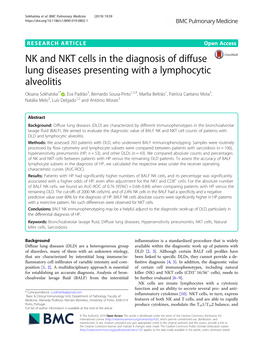 NK and NKT Cells in the Diagnosis of Diffuse Lung Diseases Presenting with a Lymphocytic Alveolitis