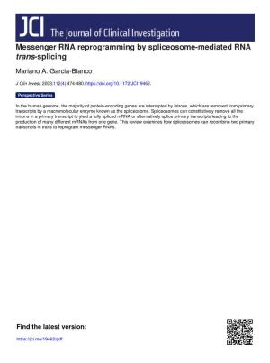 Messenger RNA Reprogramming by Spliceosome-Mediated RNA Trans-Splicing