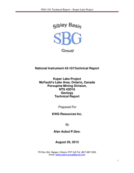 National Instrument 43-101Technical Report