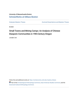 An Analysis of Chinese Diasporic Communities in 19Th-Century Oregon