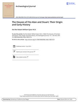 The Houses of Fitz-Alan and Stuart: Their Origin and Early History
