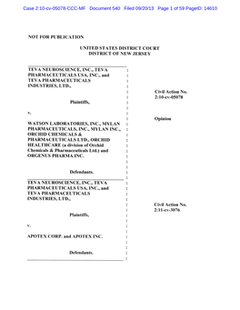 Case 2:10-Cv-05078-CCC-MF Document 540 Filed 09/20/13 Page 1 of 59 Pageid: 14610