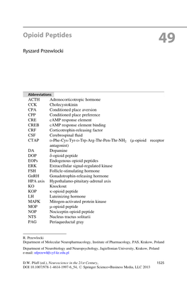 Opioid Peptides 49 Ryszard Przewlocki