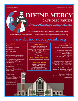 DIVINE MERCY CATHOLIC PARISH Loving Mercifully, Living Marian