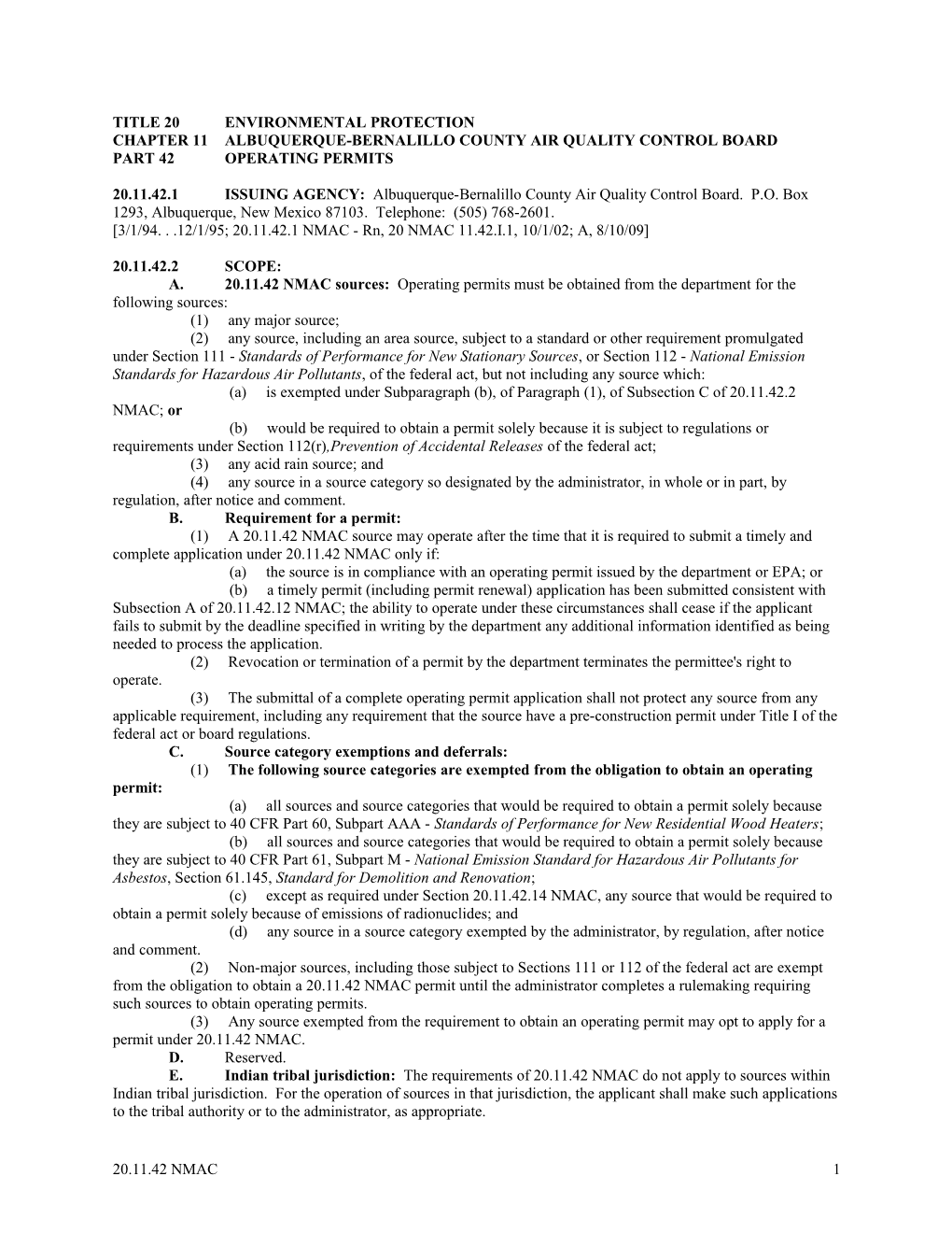 Chapter 11 Albuquerque-Bernalillo County Air Quality Control Board