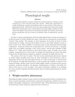 Phonological Weight