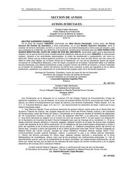 Seccion De Avisos Avisos Judiciales