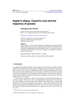 Kepler's Ellipse, Cassini's Oval and the Trajectory of Planets