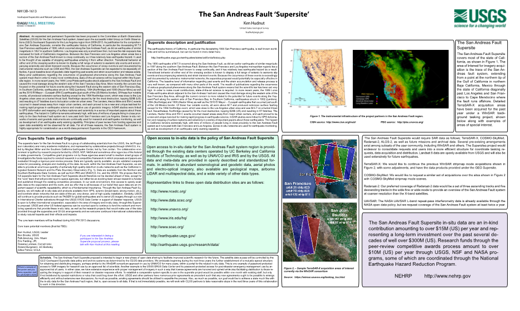 The San Andreas Fault Supersite In-Situ Data Are an In-Kind