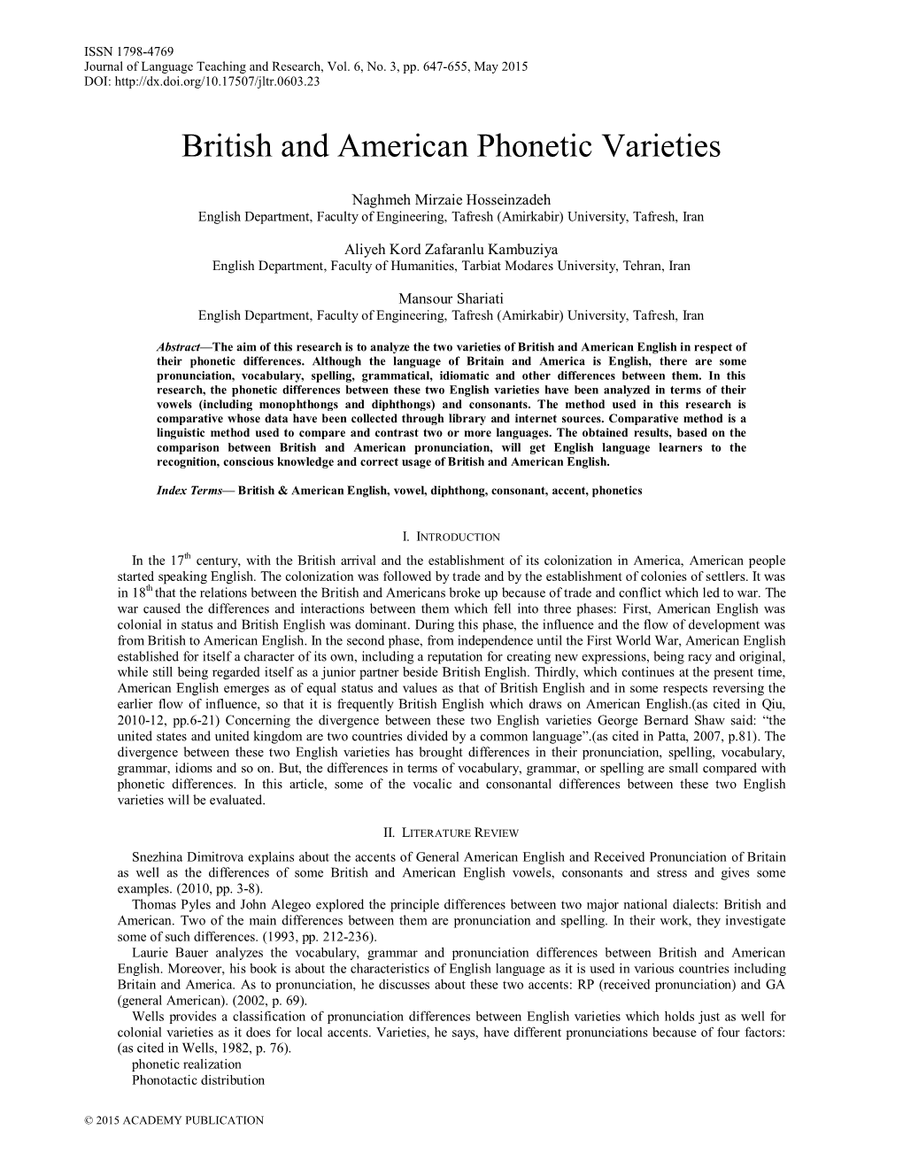 British and American Phonetic Varieties